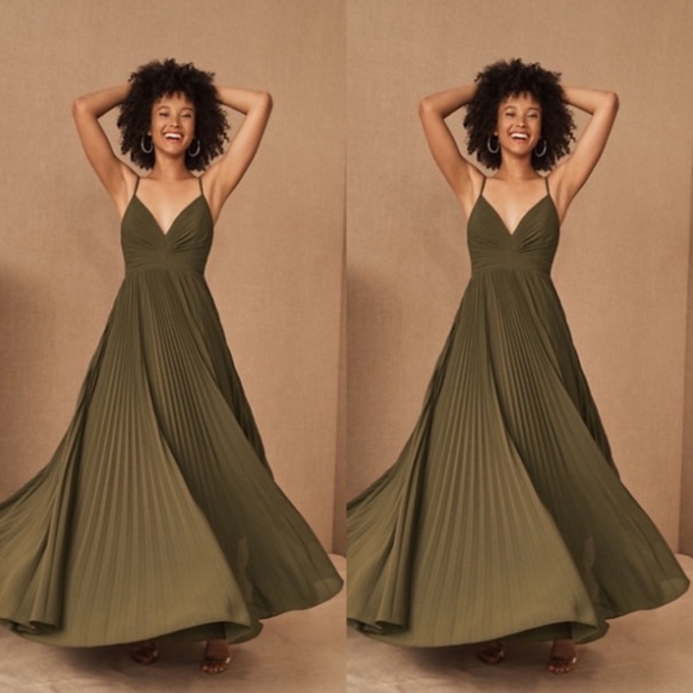 BHLDN Olive Green Wedding Guest Dress
